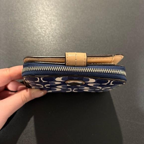 Coach Navy and Cream Patterned Wallet - Picture 2 of 8